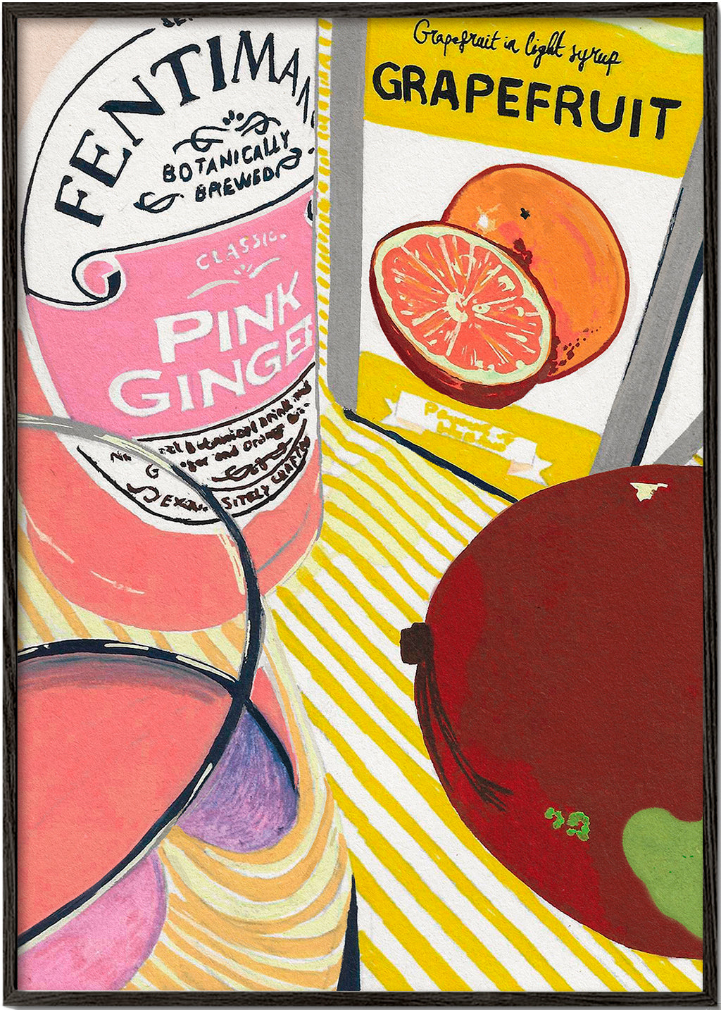 Obraz do kuchyně Pink Ginger grep ilustrace