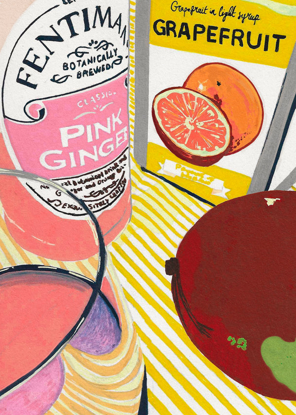 Obraz do kuchyně Pink Ginger grep ilustrace
