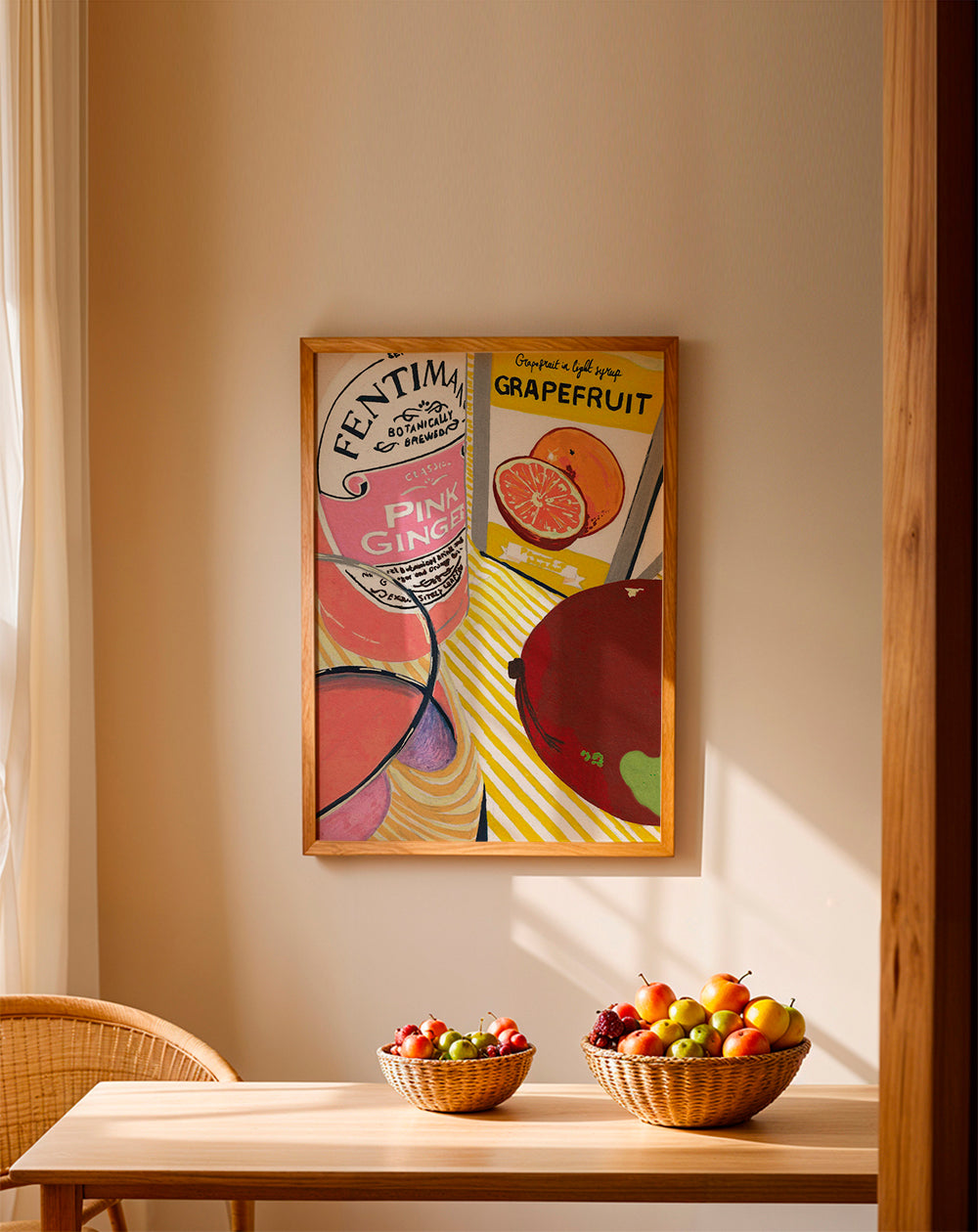 Obraz do kuchyně Pink Ginger grep ilustrace