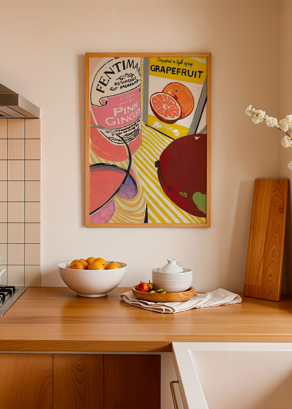 Obraz do kuchyně Pink Ginger grep ilustrace