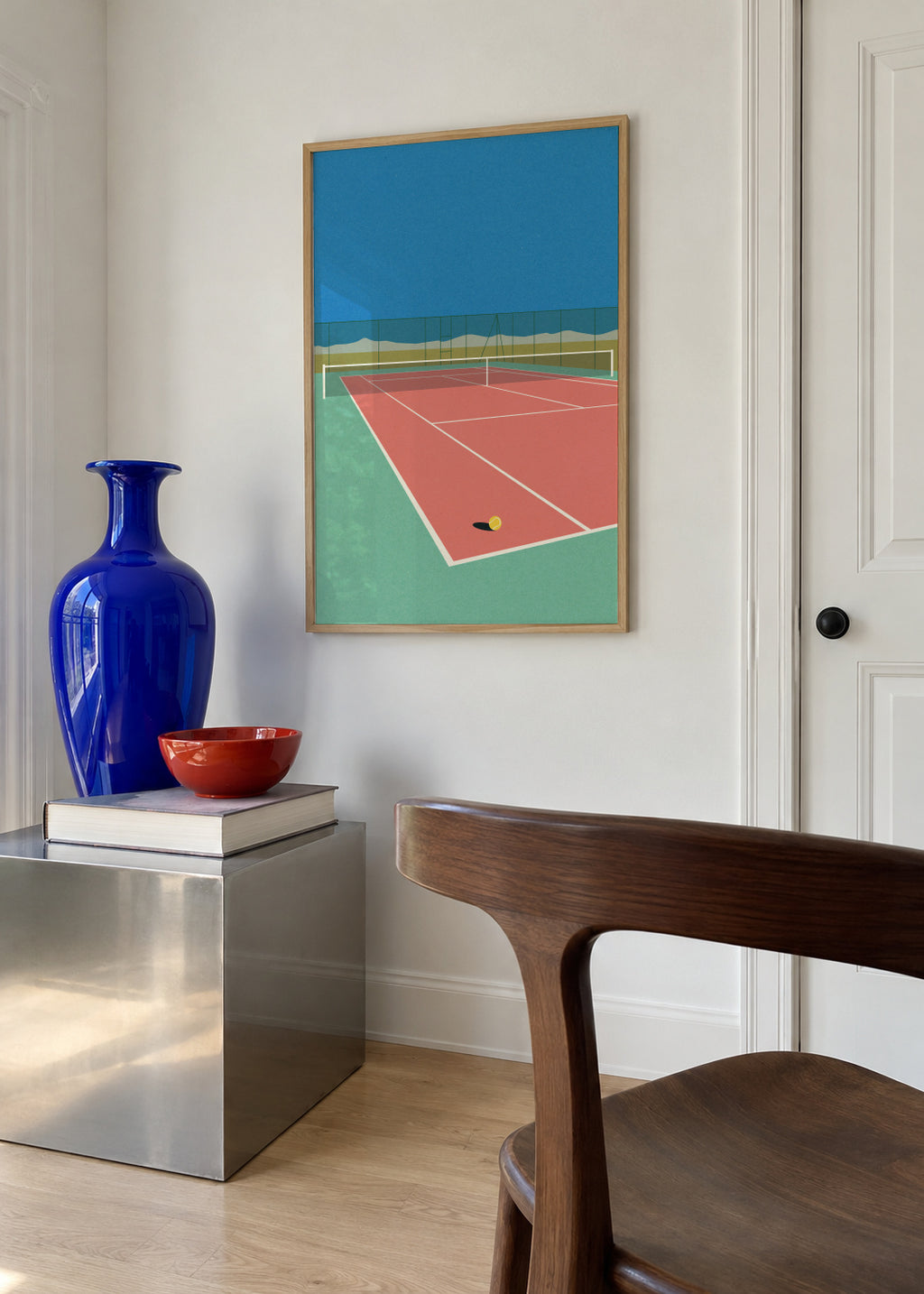 Tennis Court In the Desert - Framed poster in an interior