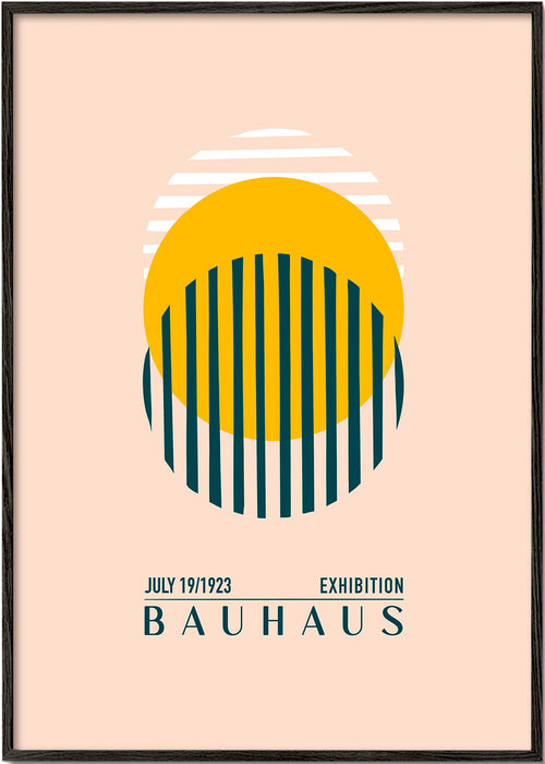 Bauhaus geometrická ilustrace s kruhem a pruhy