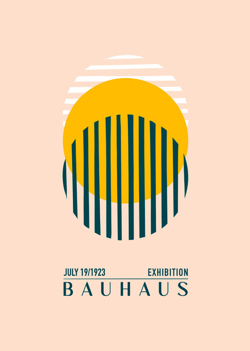 Bauhaus geometrická ilustrace s kruhem a pruhy