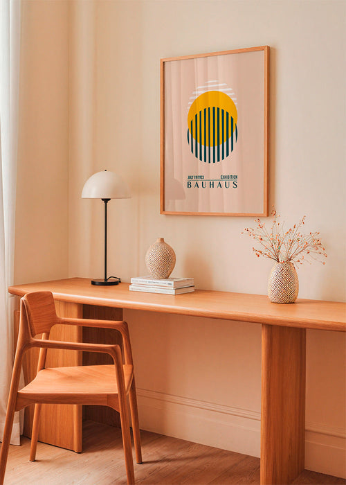 Bauhaus geometrická ilustrace s kruhem a pruhy