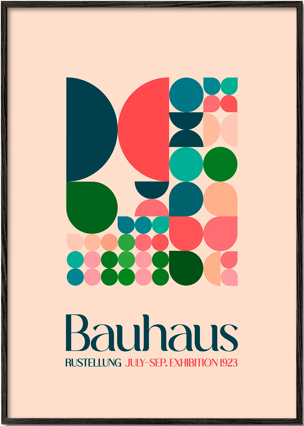 Geometrický plakát Bauhaus s bloky a typografií