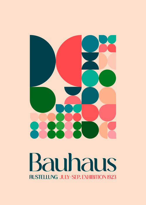 Geometrický plakát Bauhaus s bloky a typografií