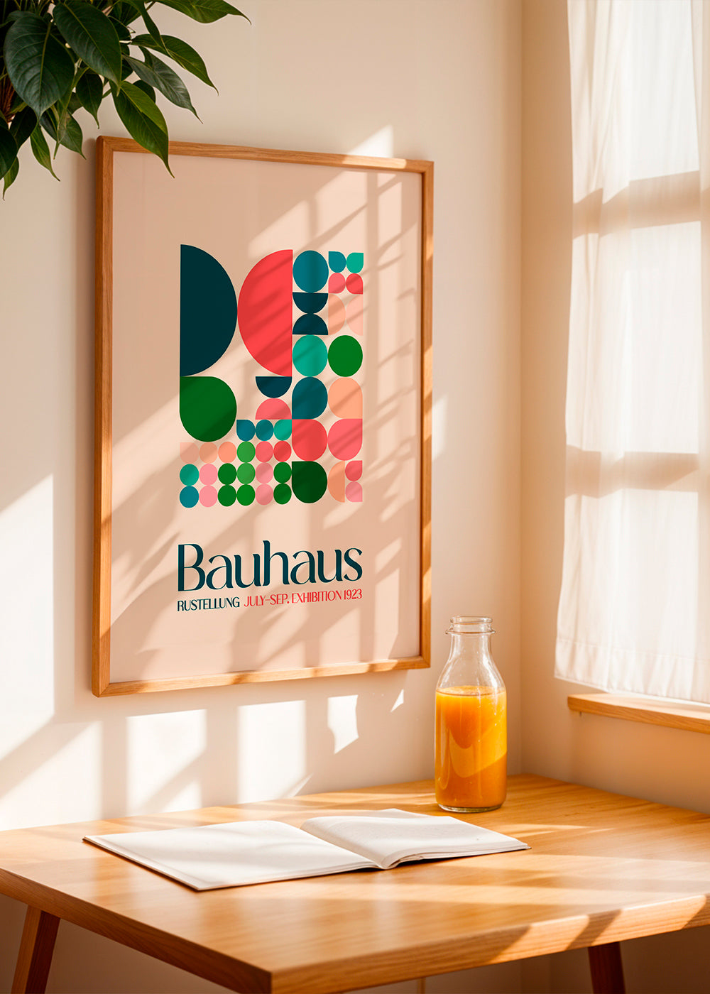 Geometrický plakát Bauhaus s bloky a typografií