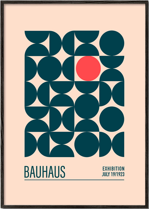 Geometrický plakát Bauhaus s červeným kruhem