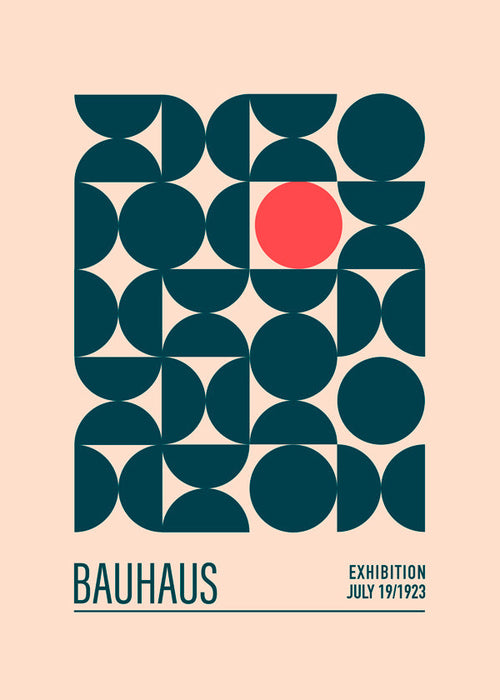 Geometrický plakát Bauhaus s červeným kruhem