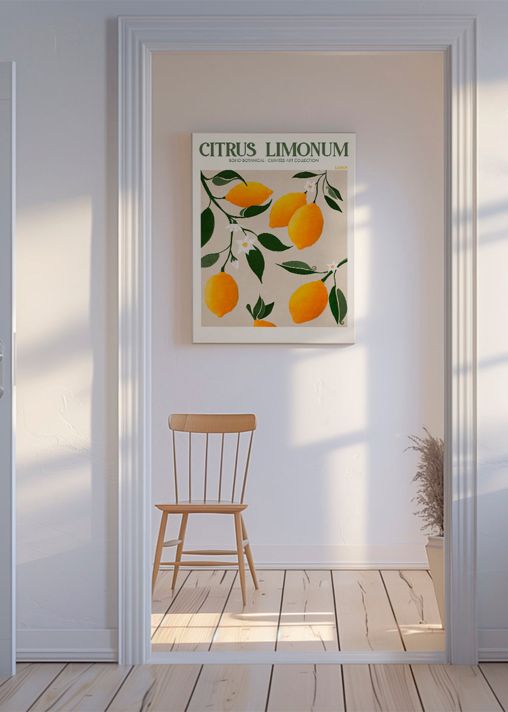 Botanický plakát citrony na větvi