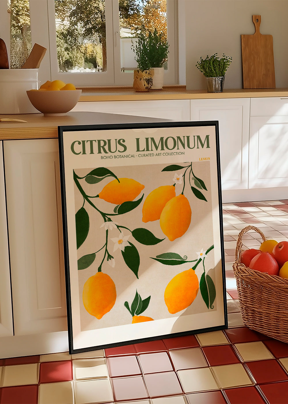 Botanický plakát citrony na větvi