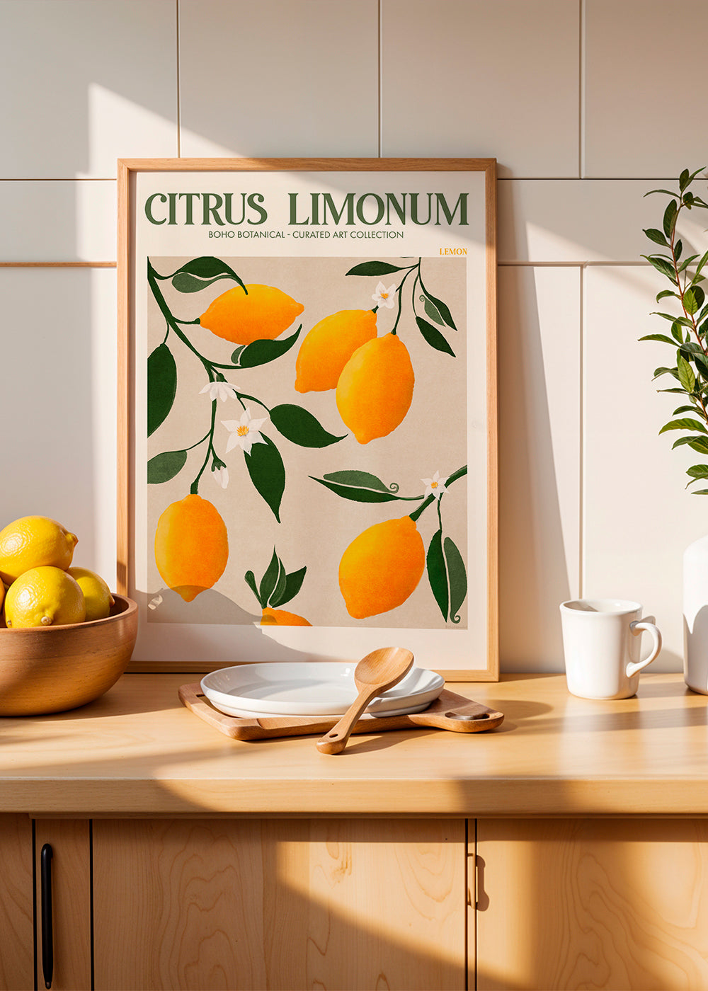 Botanický plakát citrony na větvi