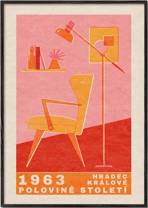 Vintage plakát: křeslo a lampa 1963