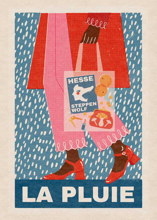 Illustrace La Pluie taška a déšť