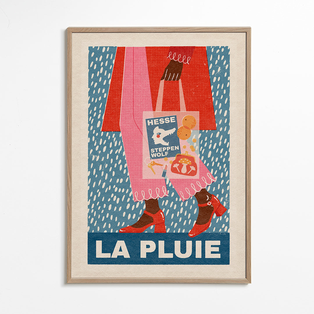 Illustrace La Pluie taška a déšť