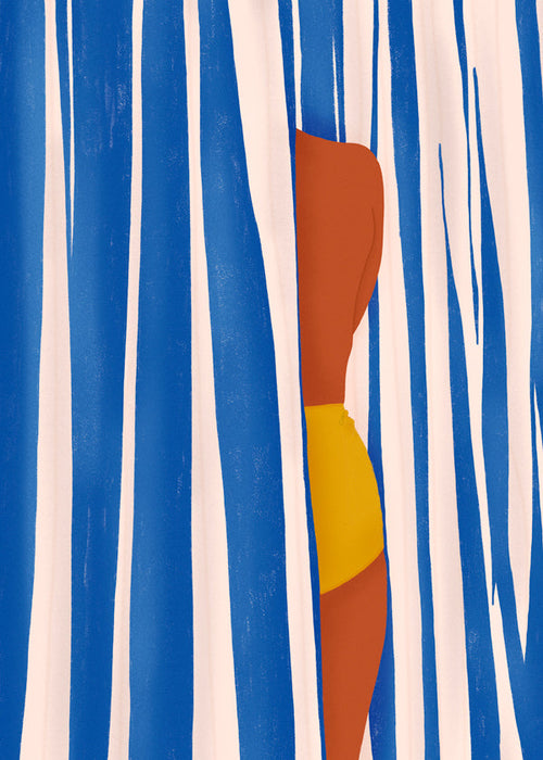 Ilustrace letní siluety mezi pruhy