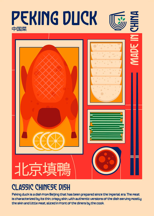 Obraz do kuchyně Peking Duck retro ilustrace