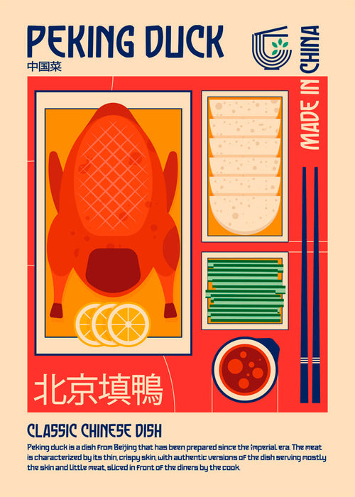 Obraz do kuchyně Peking Duck retro ilustrace