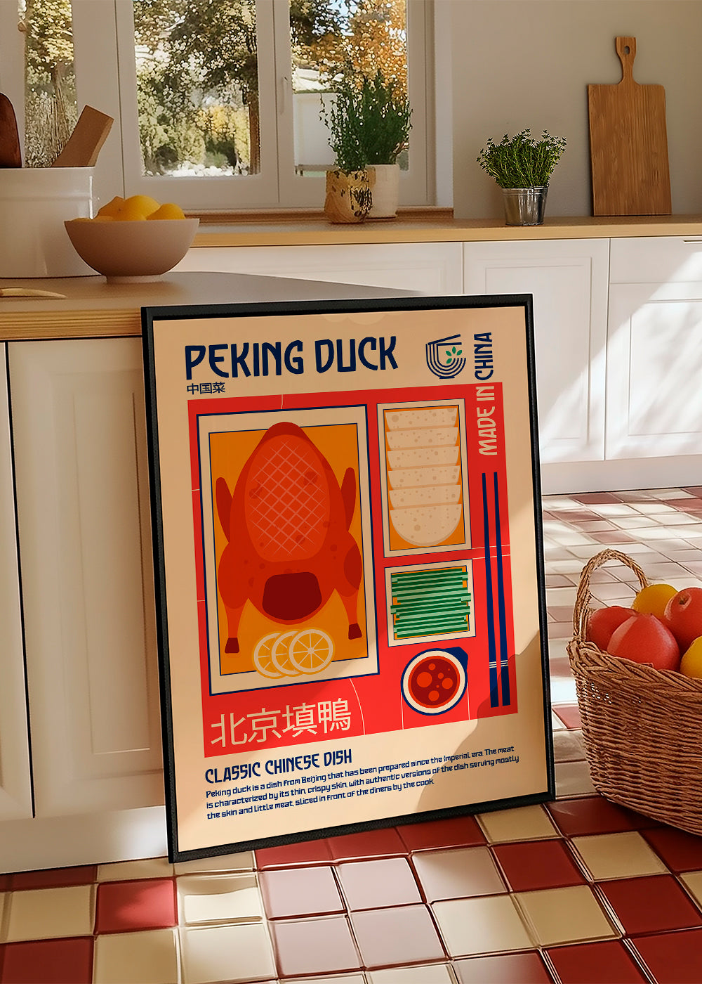Obraz do kuchyně Peking Duck retro ilustrace