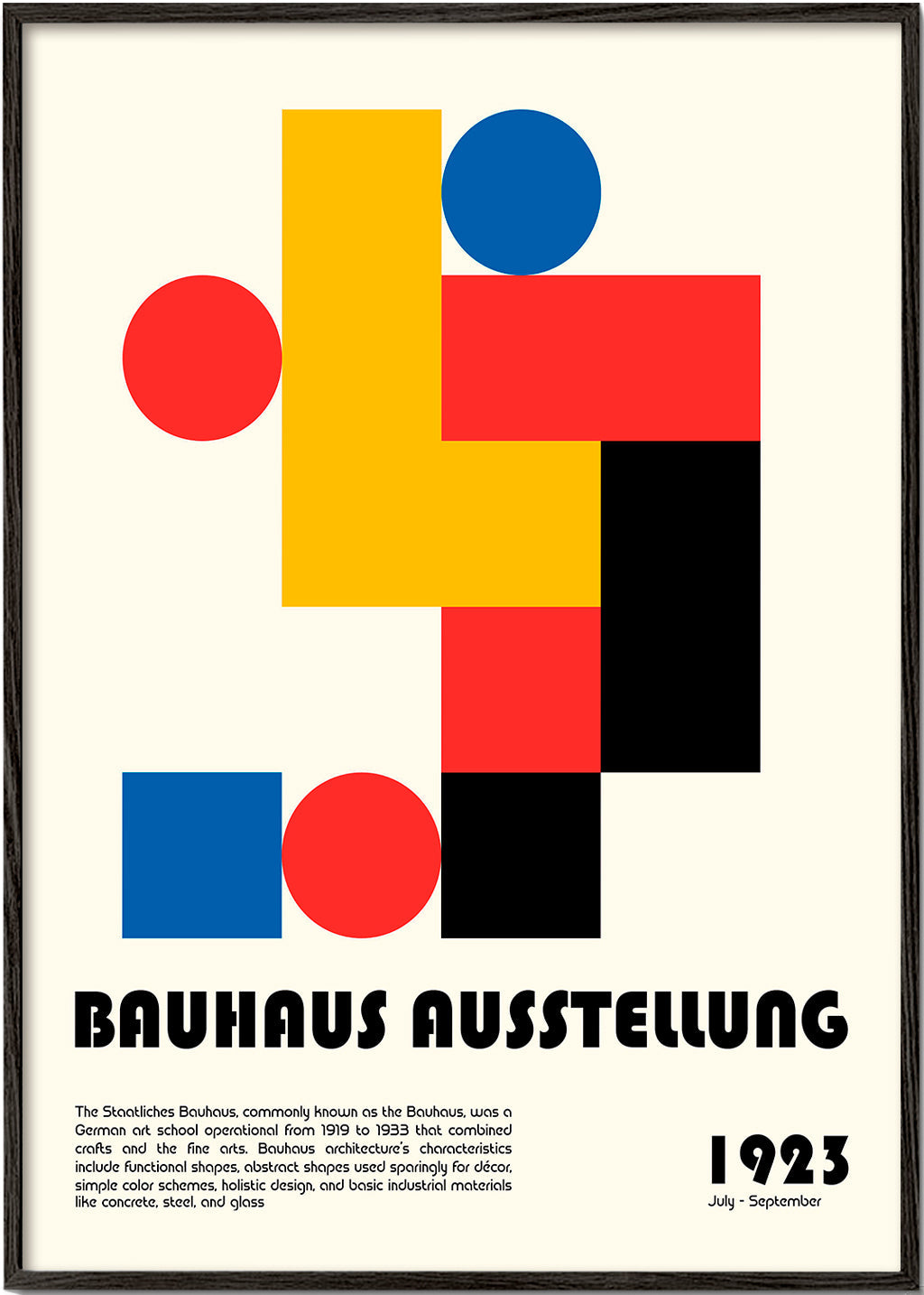 Geometrický plakát Bauhaus se základními tvary