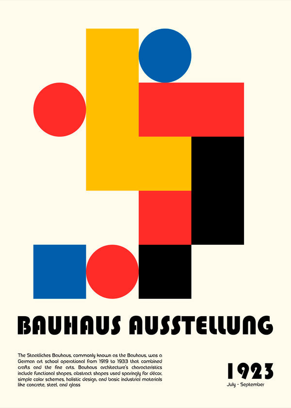 Geometrický plakát Bauhaus se základními tvary