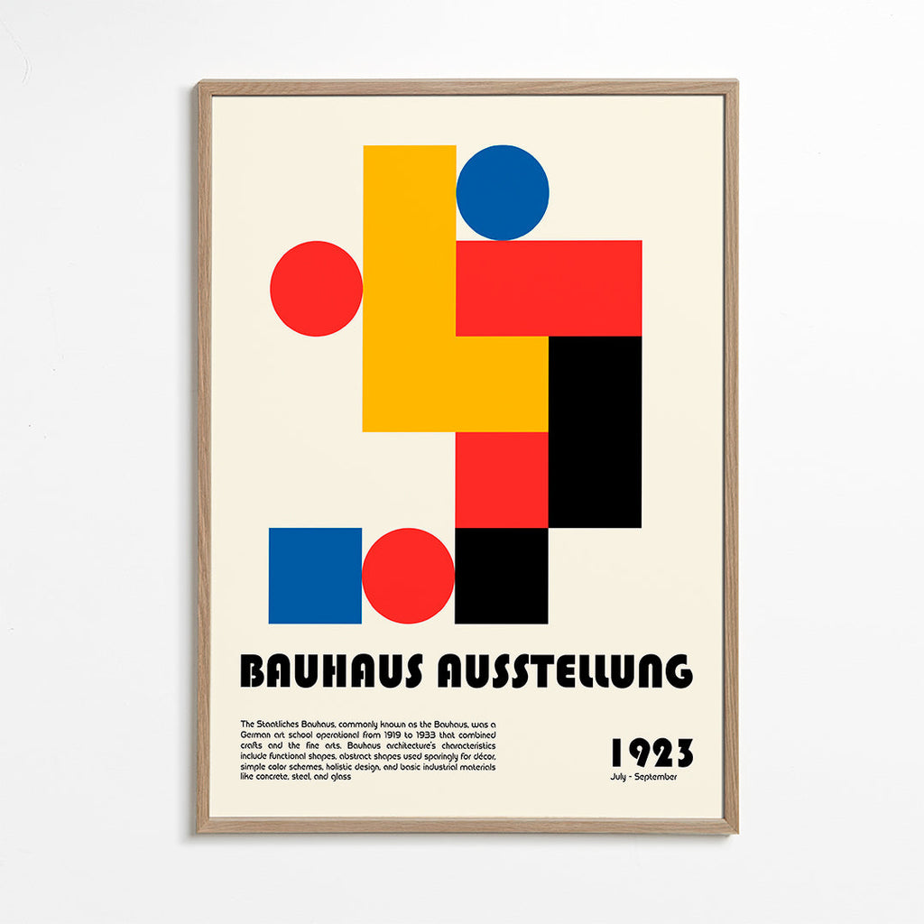 Geometrický plakát Bauhaus se základními tvary