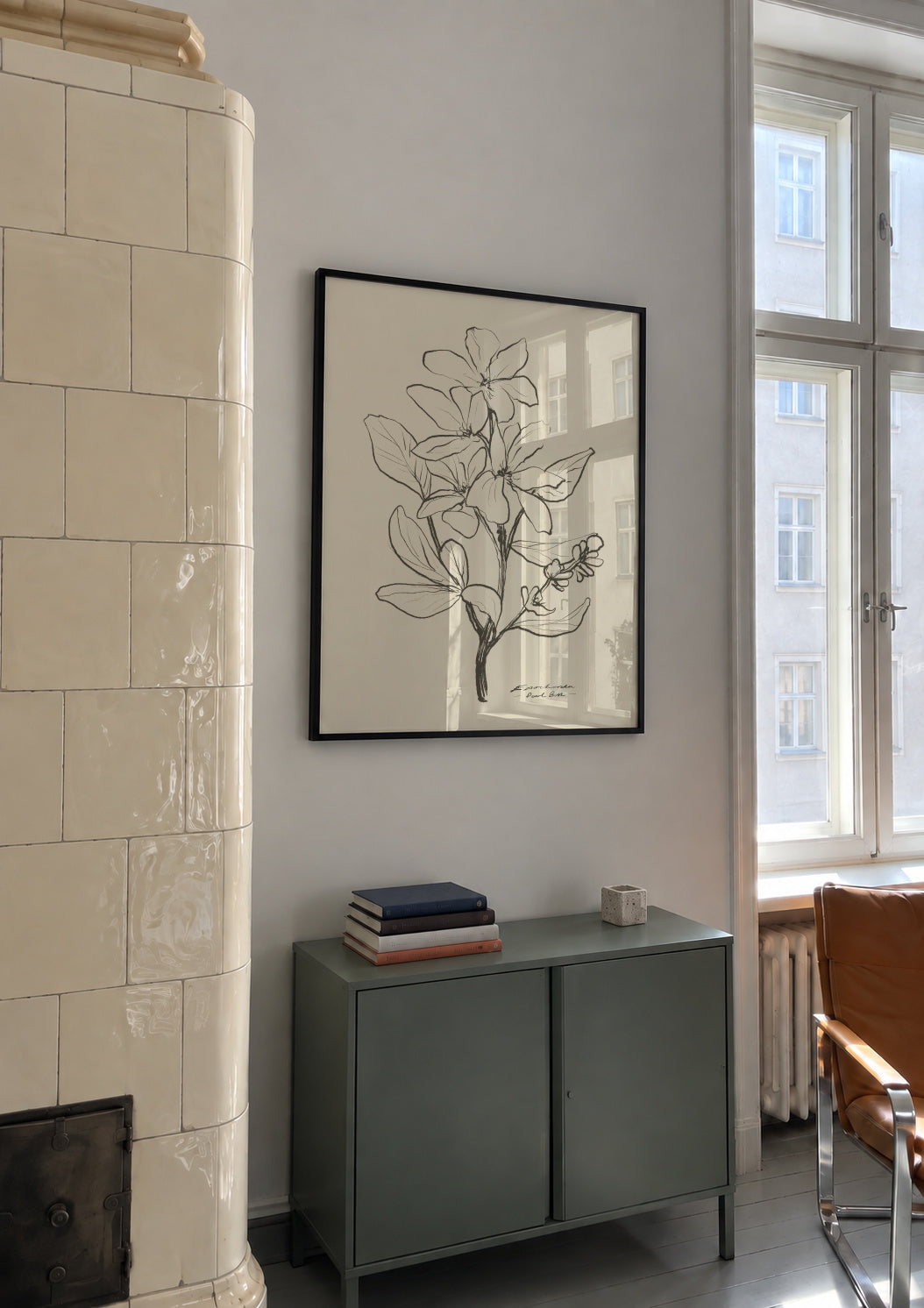 Floral 1 - Framed poster in an interior