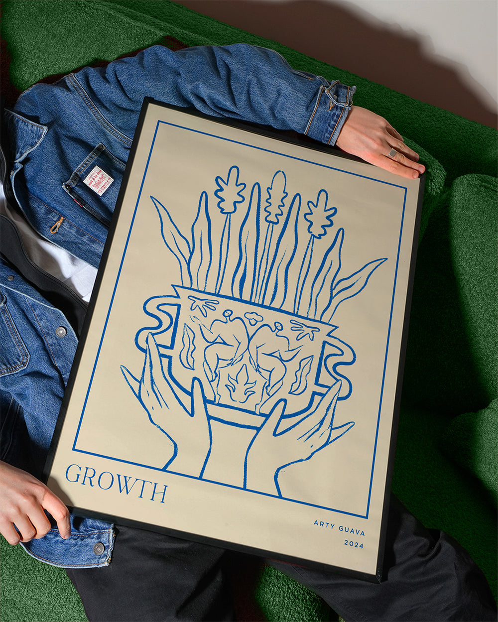 Botanický plakát Growth v modré lince