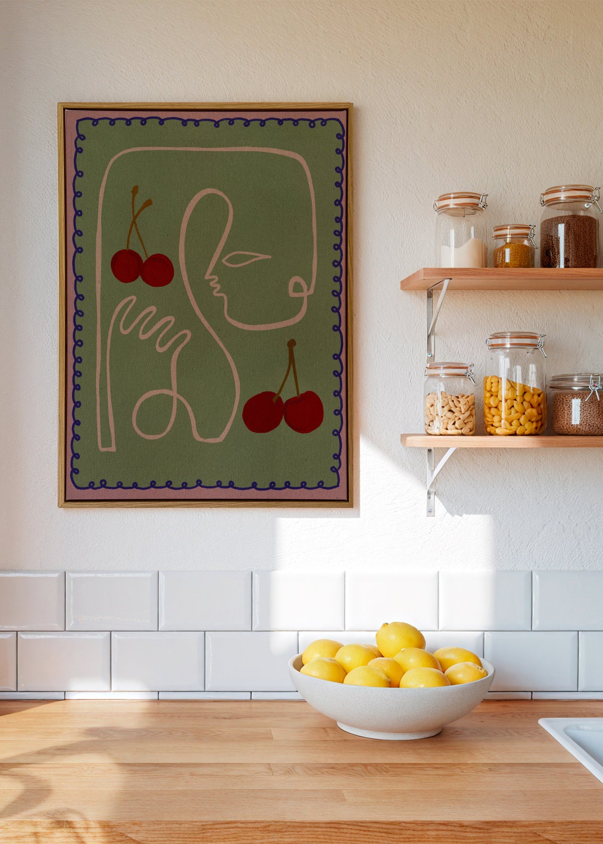 Fruit fiesta 5 - Framed canvas in an interior