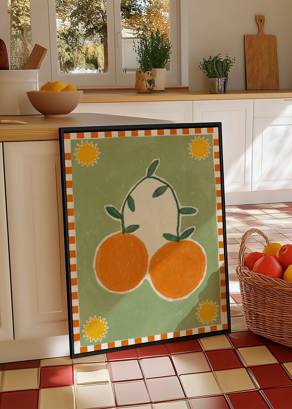 Obraz do kuchyně se stylizovaným dvojitým citrusovým motivem