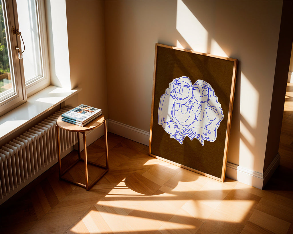 Kreslená ilustrace dvou objetých postav