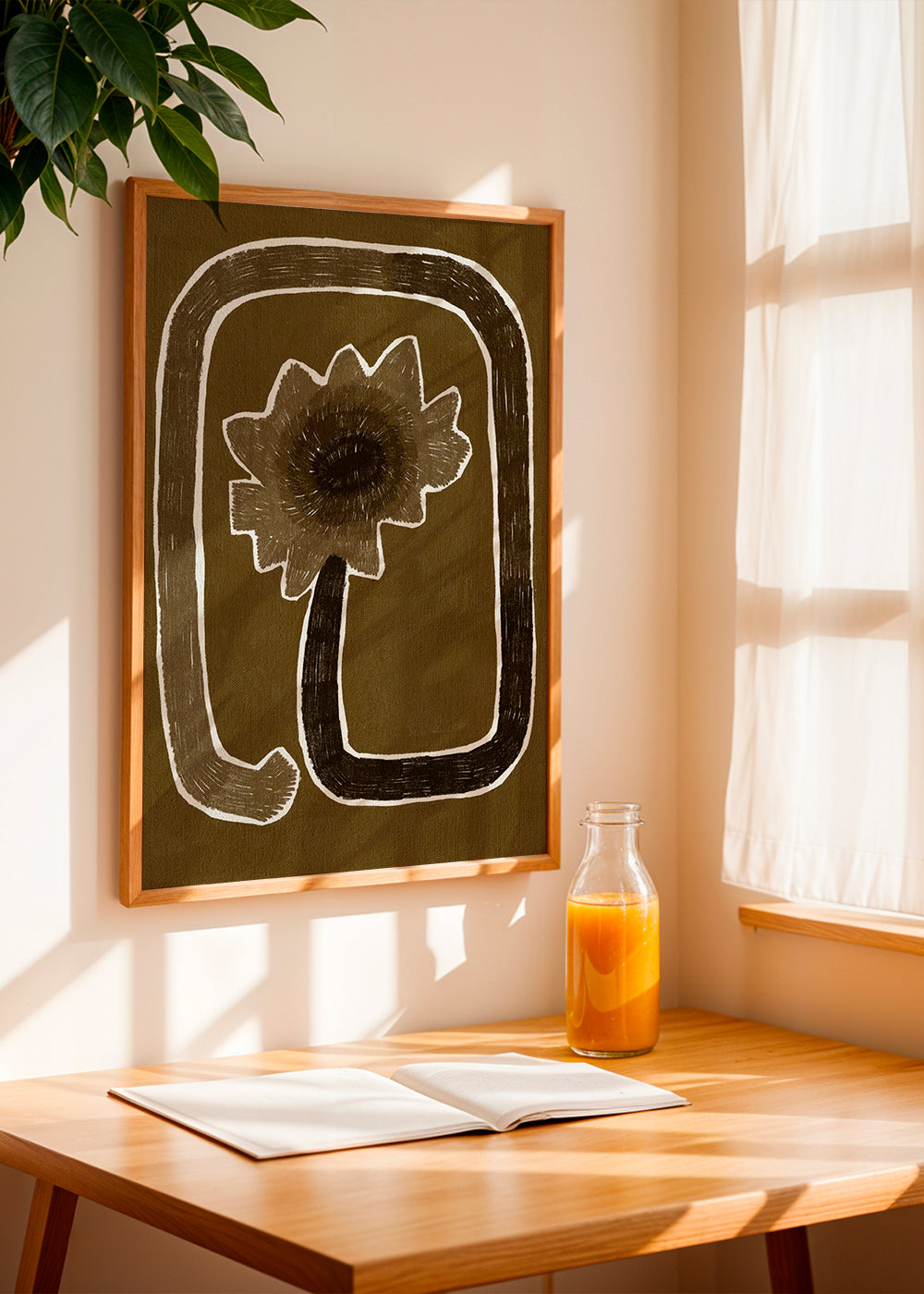 Botanický plakát se stylizovanou květinou