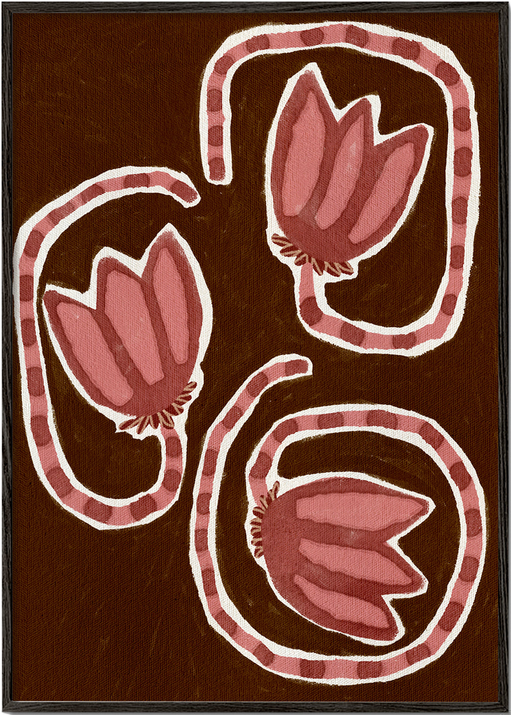 Botanický plakát se stylizovanými tulipány