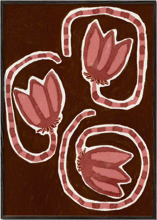 Botanický plakát se stylizovanými tulipány