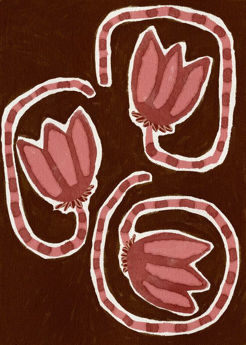 Botanický plakát se stylizovanými tulipány