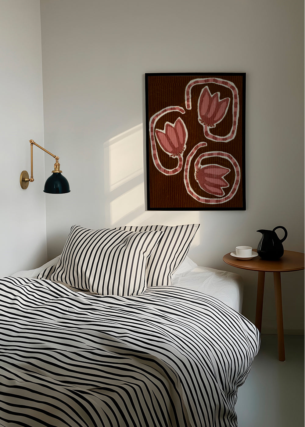 Botanický plakát se stylizovanými tulipány