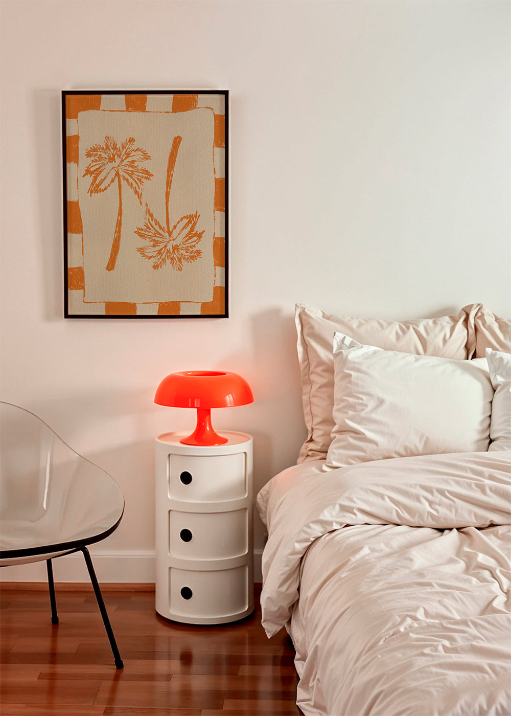 Botanický plakát s oranžovými palmami