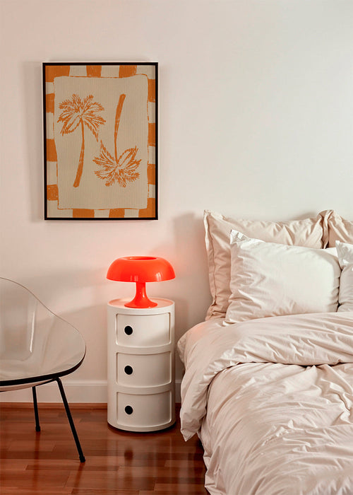 Botanický plakát s oranžovými palmami