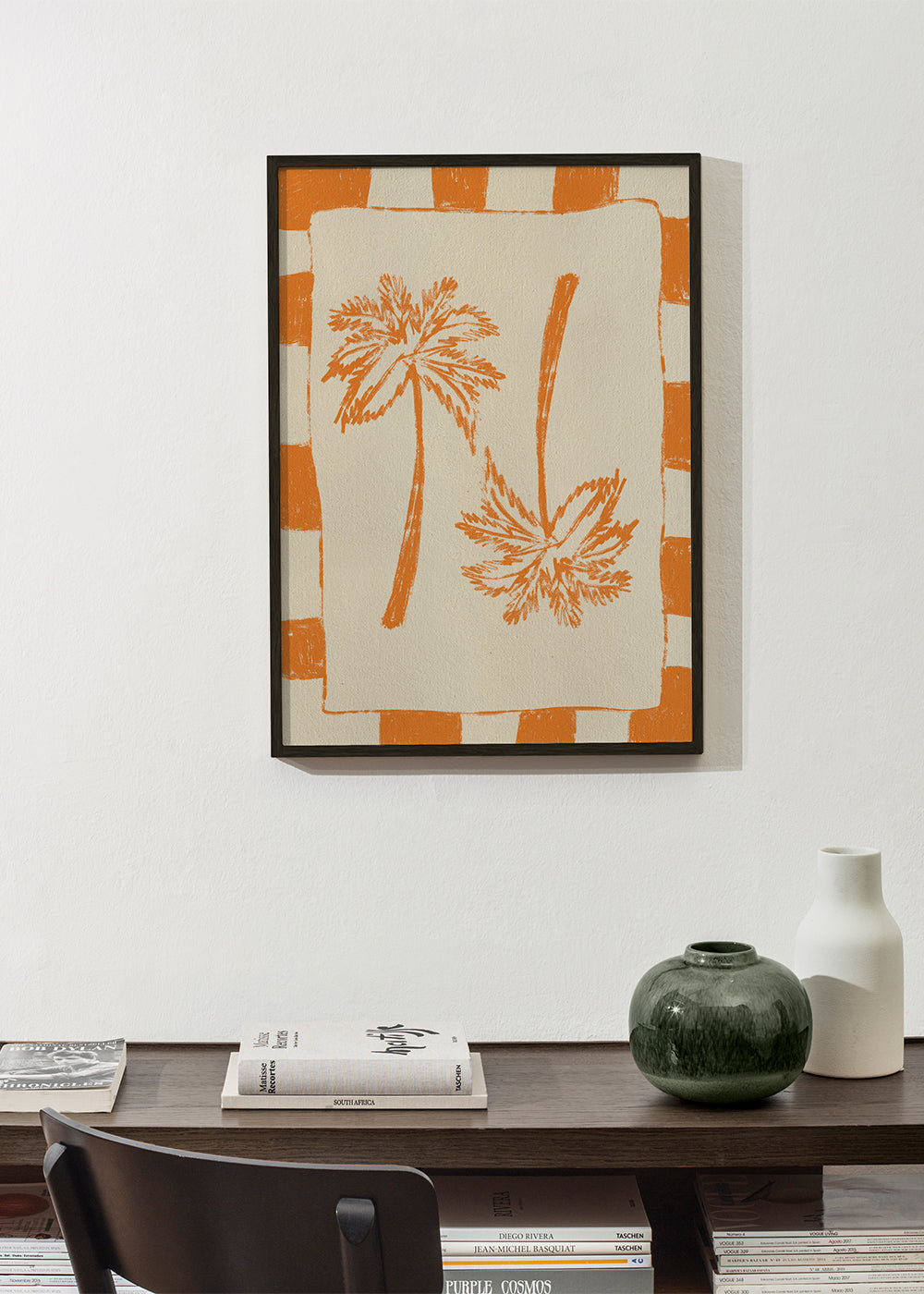 Botanický plakát s oranžovými palmami