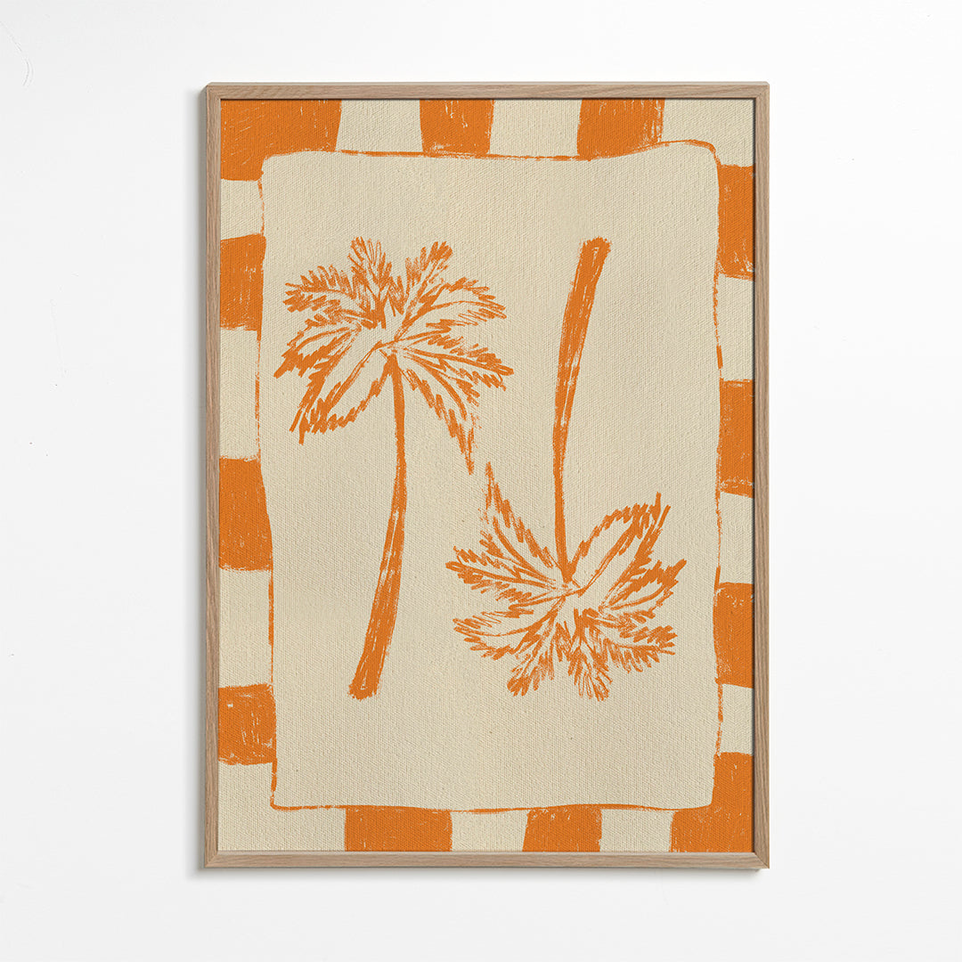 Botanický plakát s oranžovými palmami