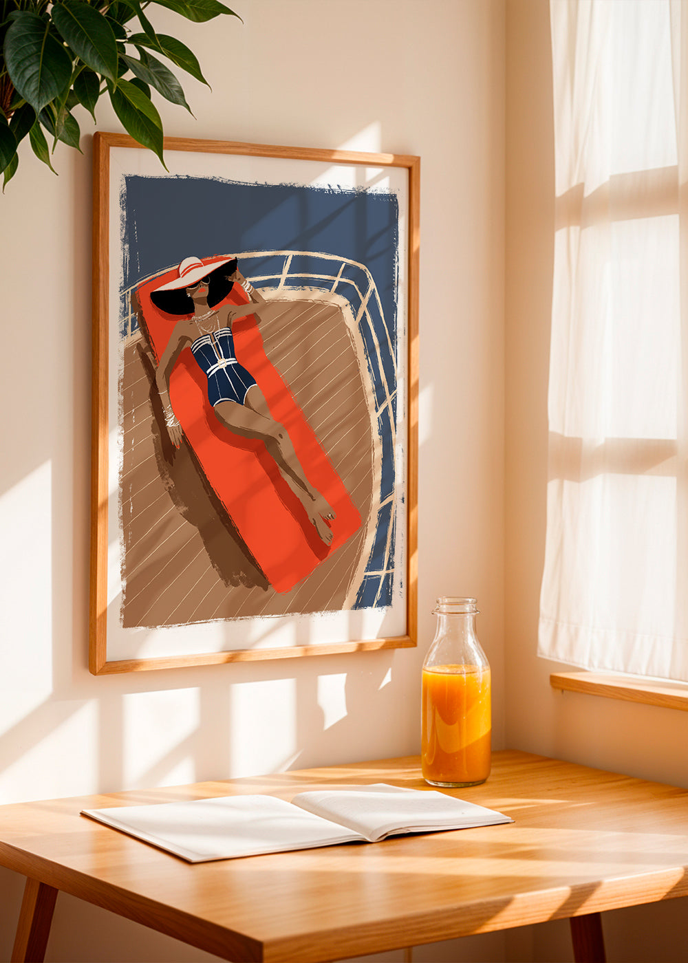 Ilustrace ženy na jachtě
