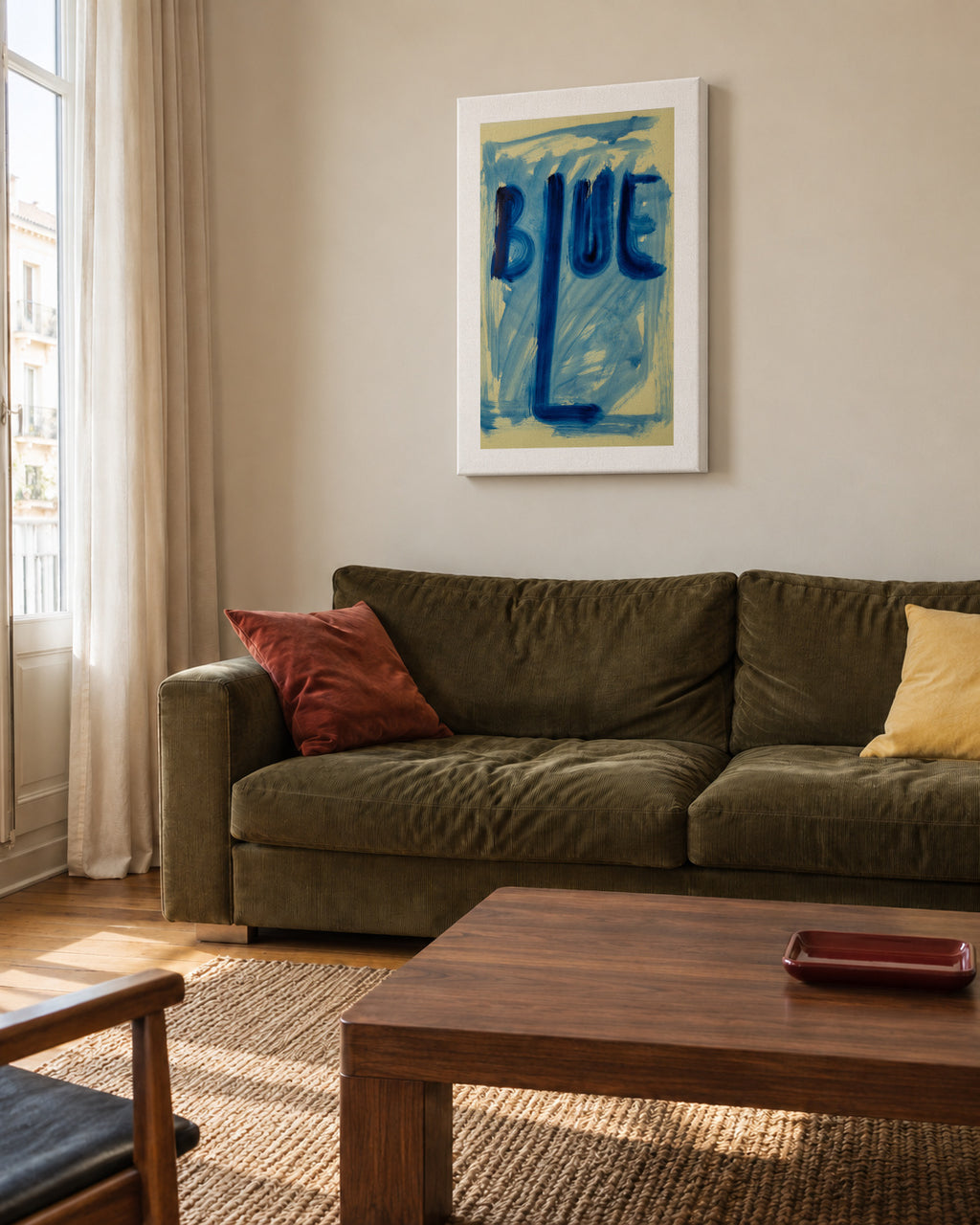 Blue - Unframed canvas in an interior