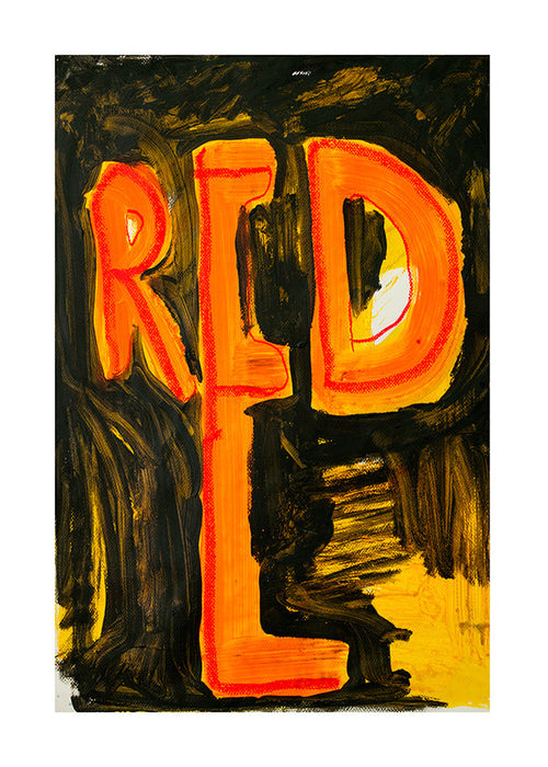 Typografická ilustrace 'RED' s malířským tahem