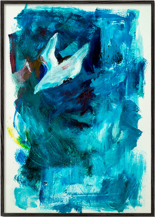 Abstrakt v modrém s letícím motivem – Black Frame