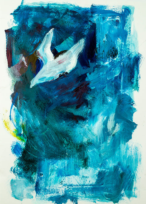 Abstrakt v modrém s letícím motivem