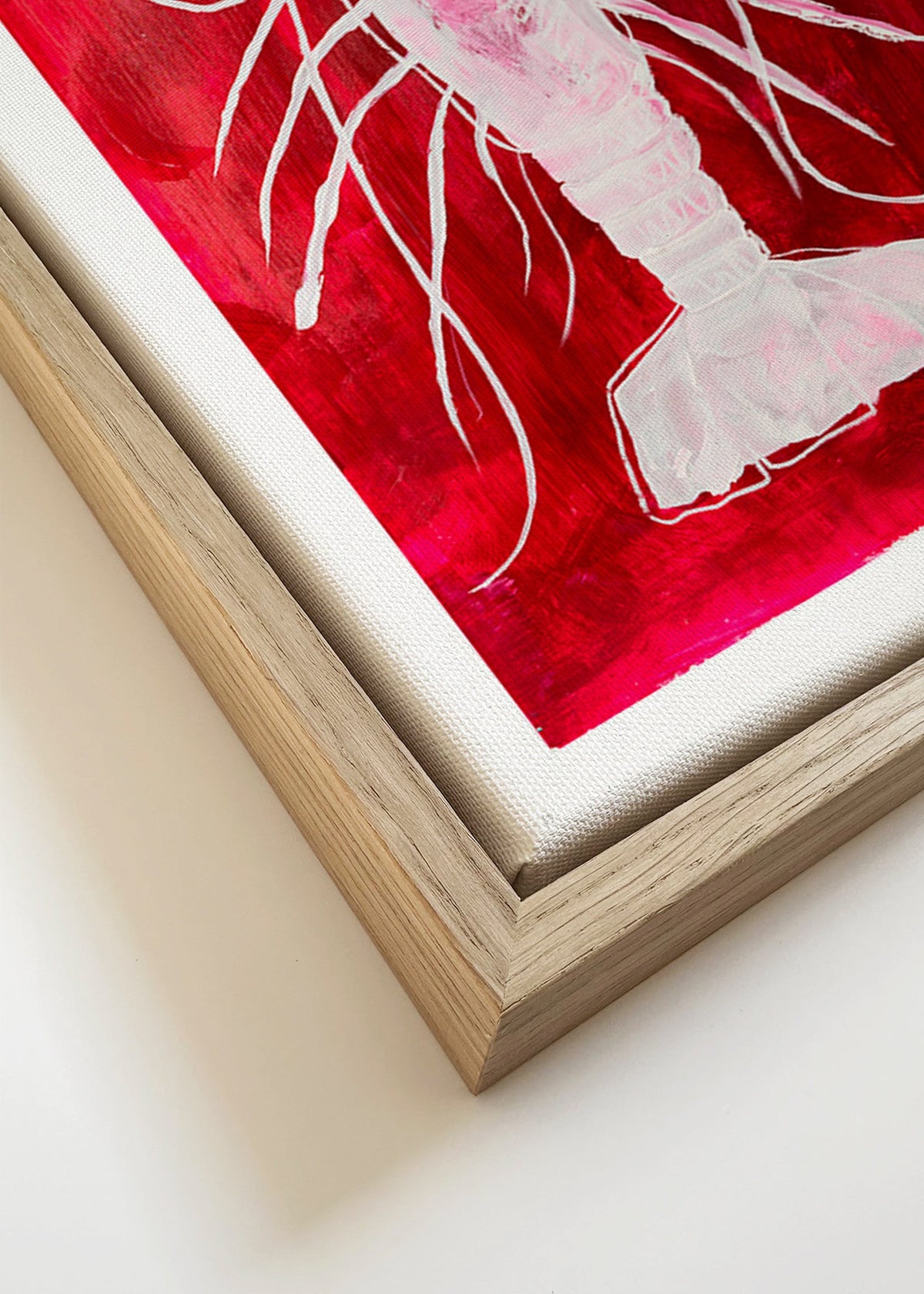 Obraz do kuchyně: bílý humr na červeném pozadí – Canvas detail