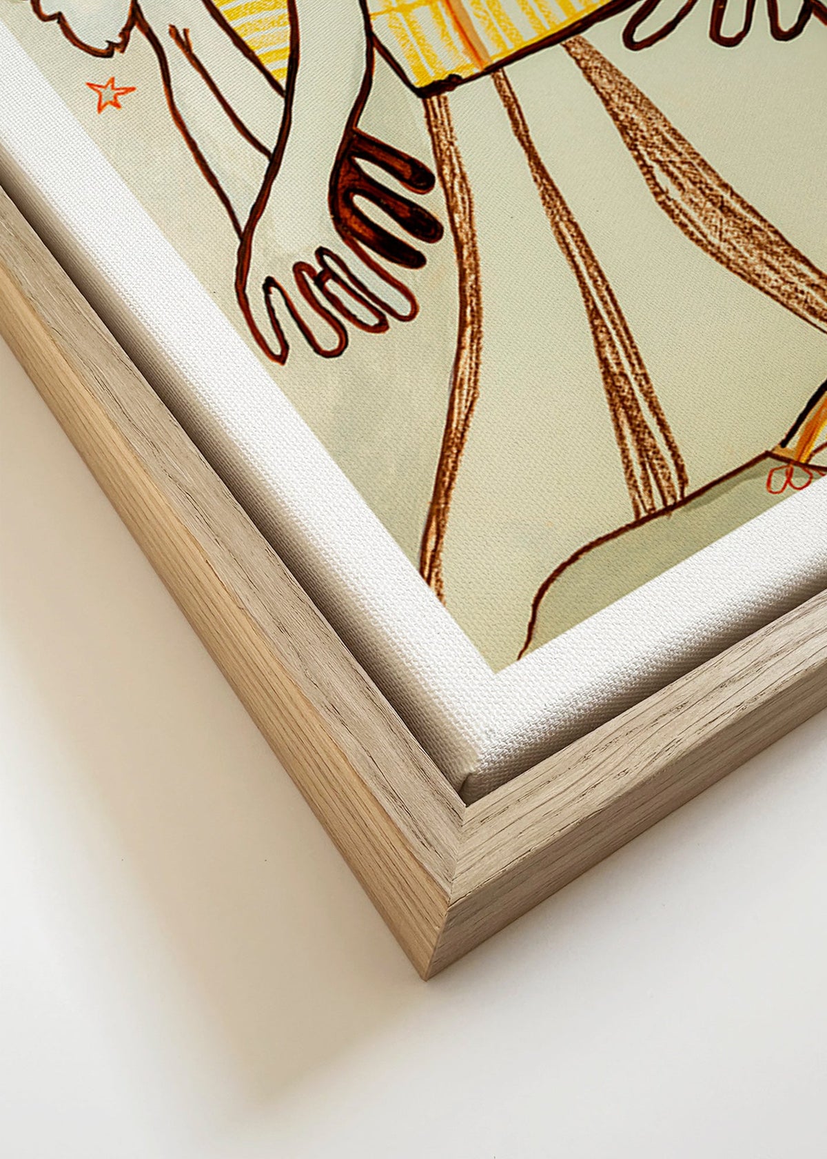 Ilustrace tančícího páru gestickou linií – Canvas detail