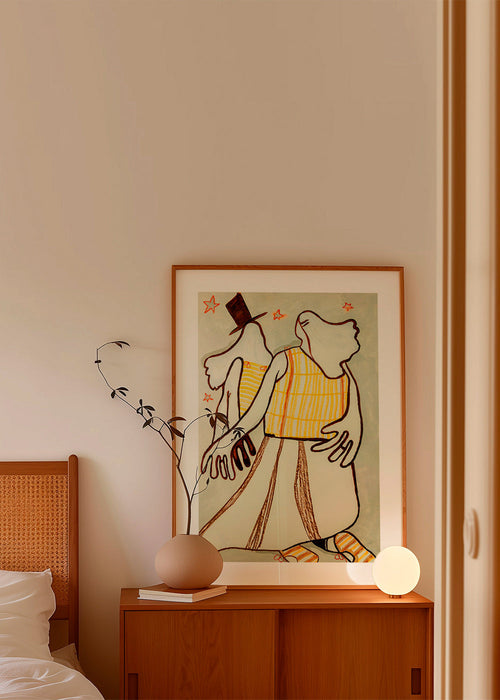 Ilustrace tančícího páru gestickou linií – Product1