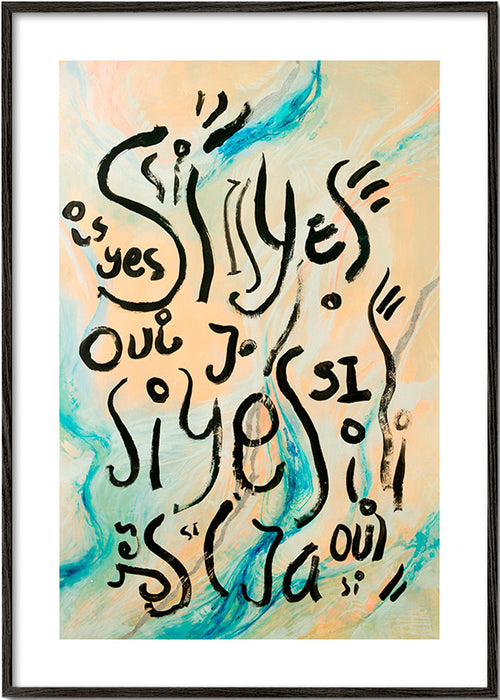 Ilustrace s typografií a akvarelovými tahy – Black Frame