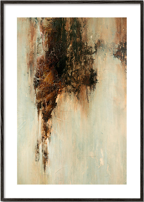 Abstraktní obraz zemité textury vertikální – Black Frame